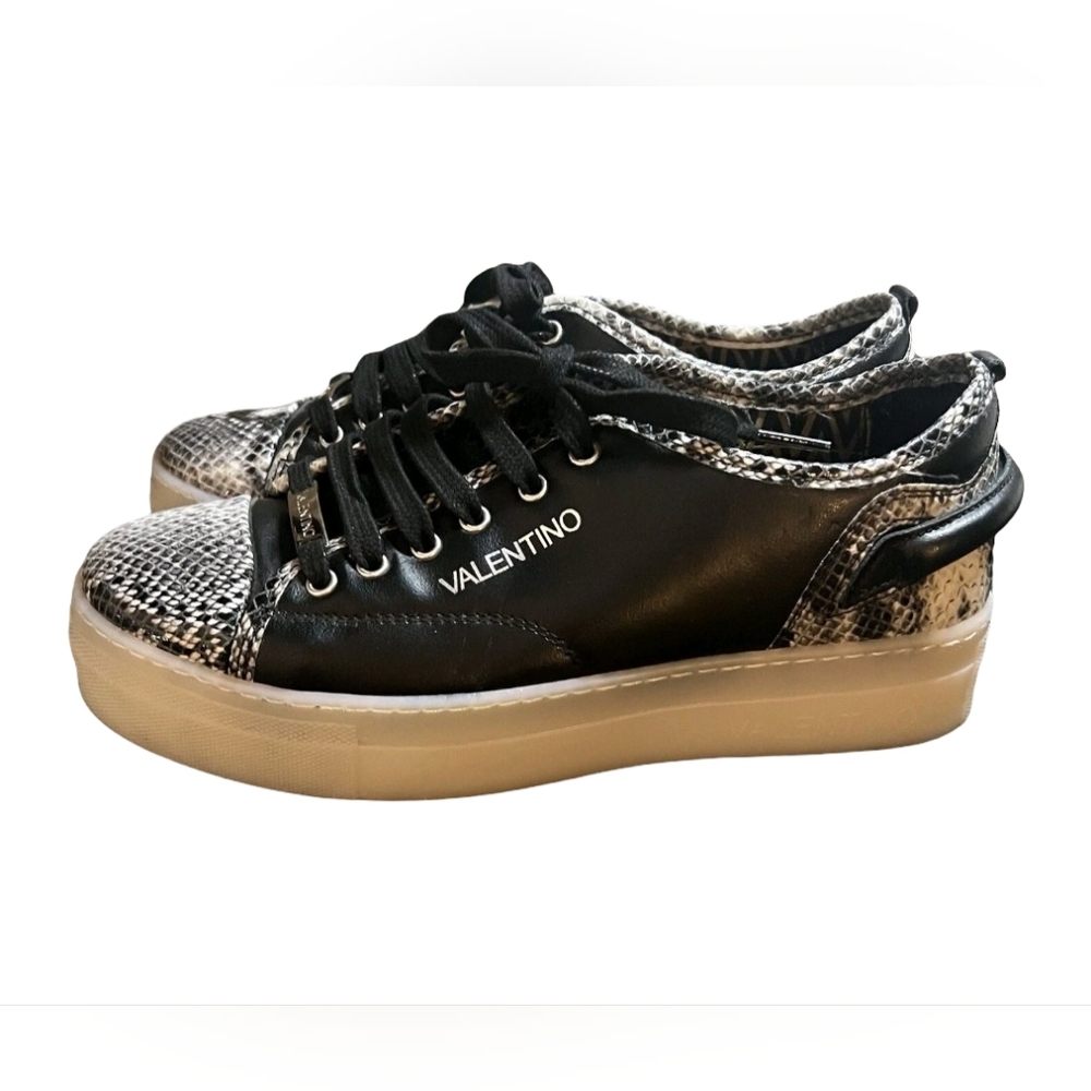 VALENTINO BY MARIO VALENTINO Dalia Sauvage Embossed Python Leather Sneakers 9.5